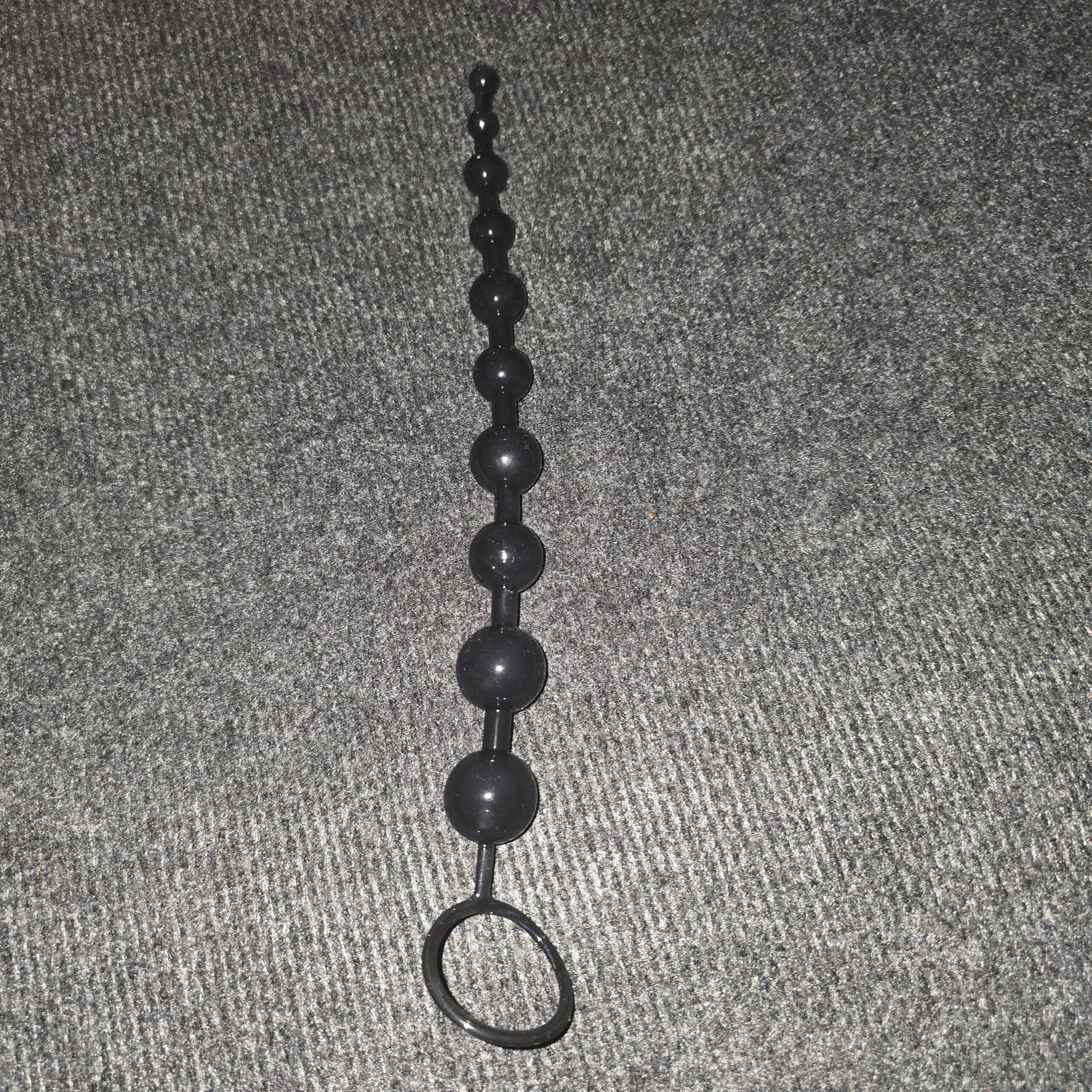 Zwarte anaal ketting met ring - Afbeelding 2