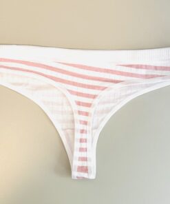 Alternative view of Wit met roze gestreepte string