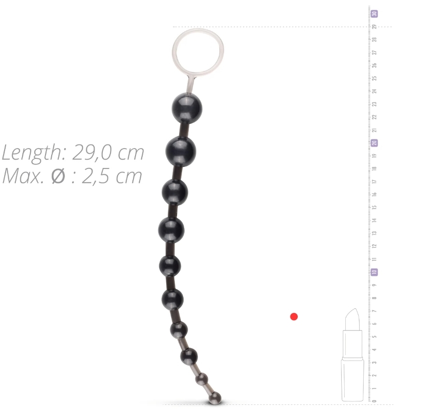 Zwarte anaal ketting met ring - Afbeelding 3