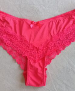 Roze hipster slip met kanten randje en strikje