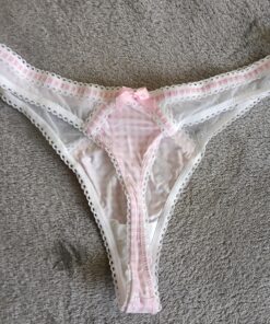 Alternative view of Roze-witte string met ruitjes